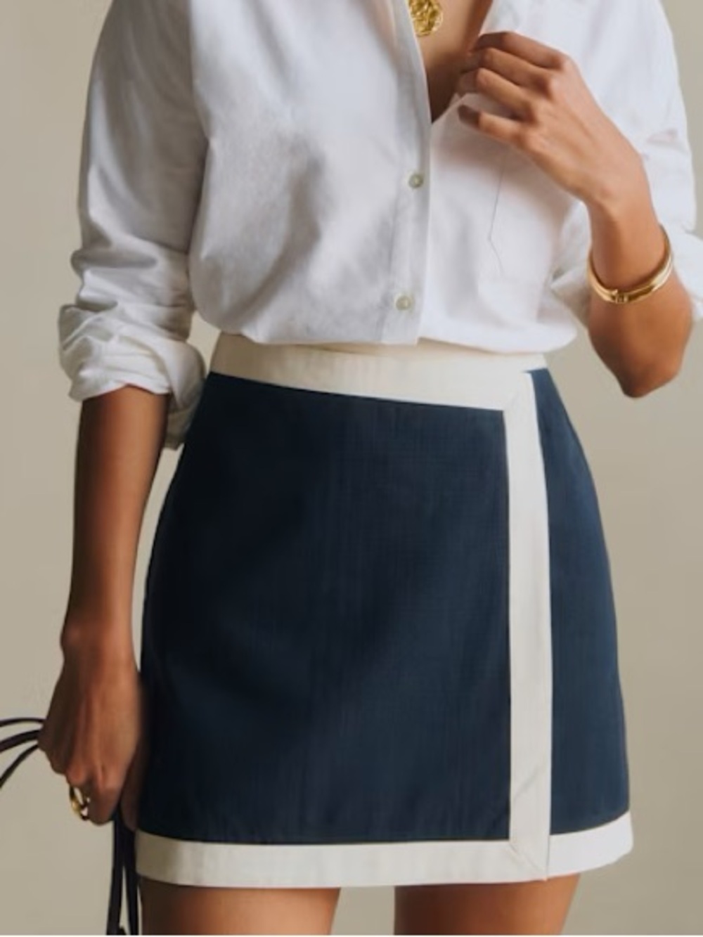 Sezane Martine Skirt Navy Ecru NEW